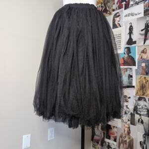 Black Tulle Mesh Midi Tutu Skirt Gothic